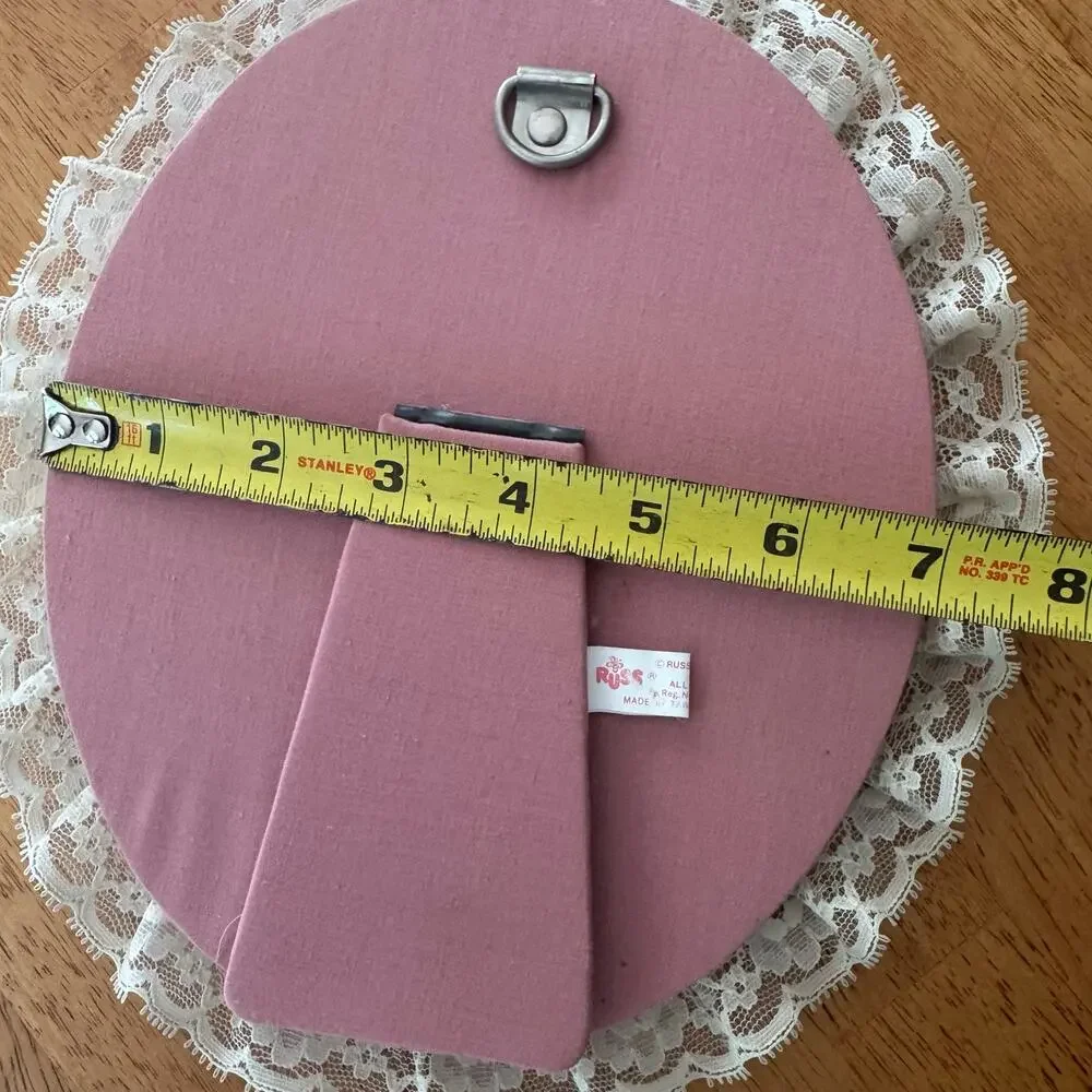 Vintage 90s Satin and Lace Oval Easel Frames Pink Ivory Romantic Cottage Core